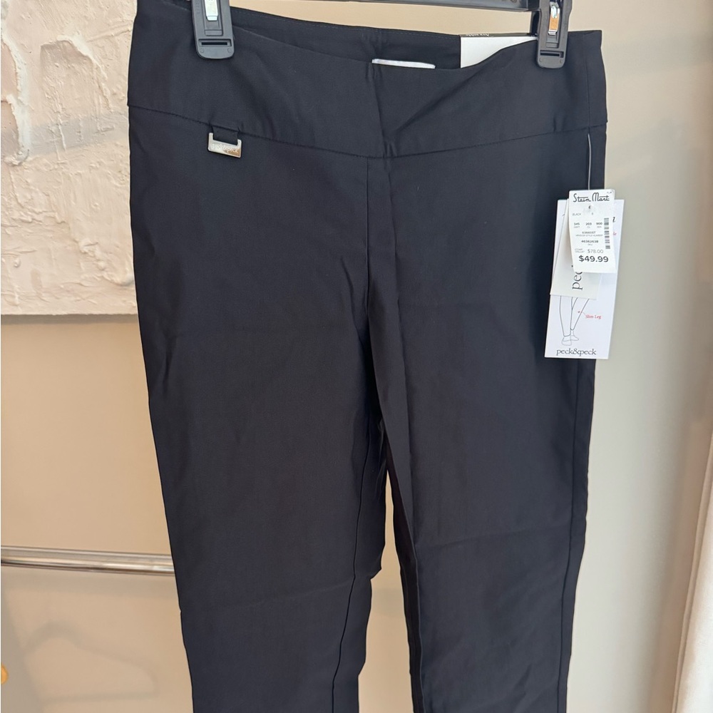 Slim Leg Black Dress Ankle Pants, Work Pants, 6